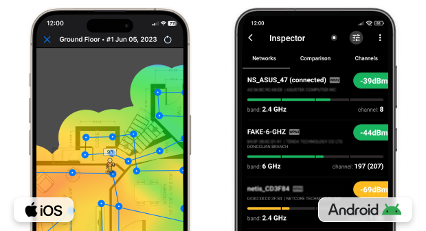 NetSpot voor iOS en Android NetSpot voor iOS en Android