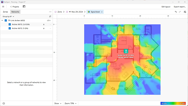 Signal Level Wi-Fi Heatmap in Planning Mode